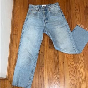 ZARA high rise button fly straight jean